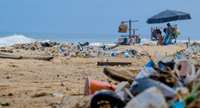 Photo of plastic waste on beach
