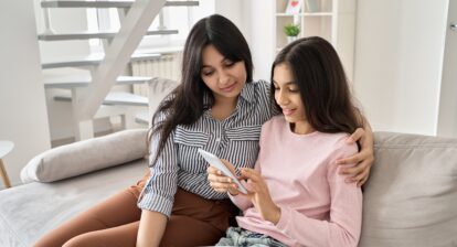 Mom and daughter Online activity